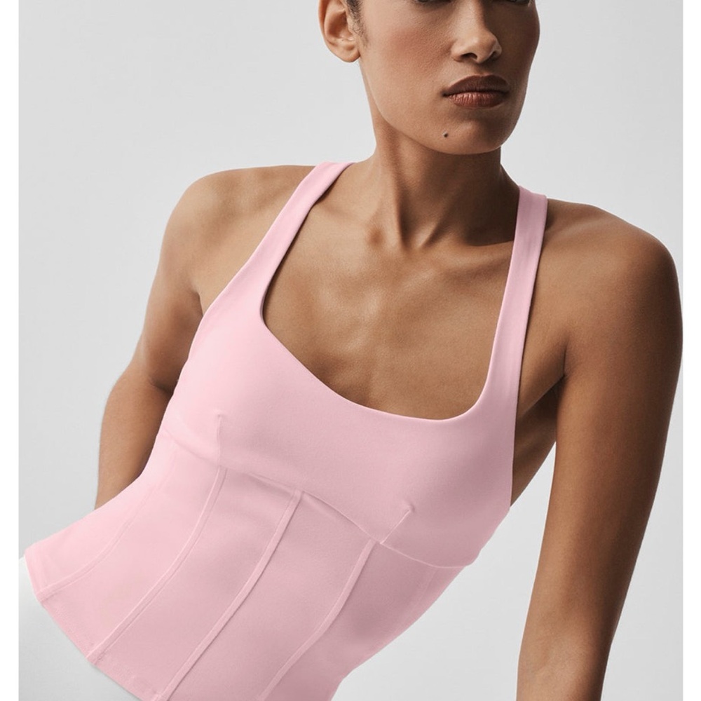 ALO airbrush sparks fly corset tank in vintage pink
